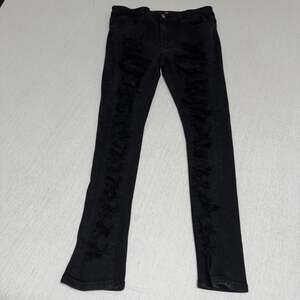 Bleeker and Mercer Jeans Mens 34x30 (32x29) Distressed Black Stretch Skinny Fit